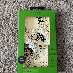 Kate Spade Black and Gold Floral iPhone 15 Pro Max Case Magsafe